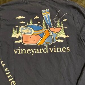 Vineyard Vines Girls M 12/14 Navy Tee skiing whale
